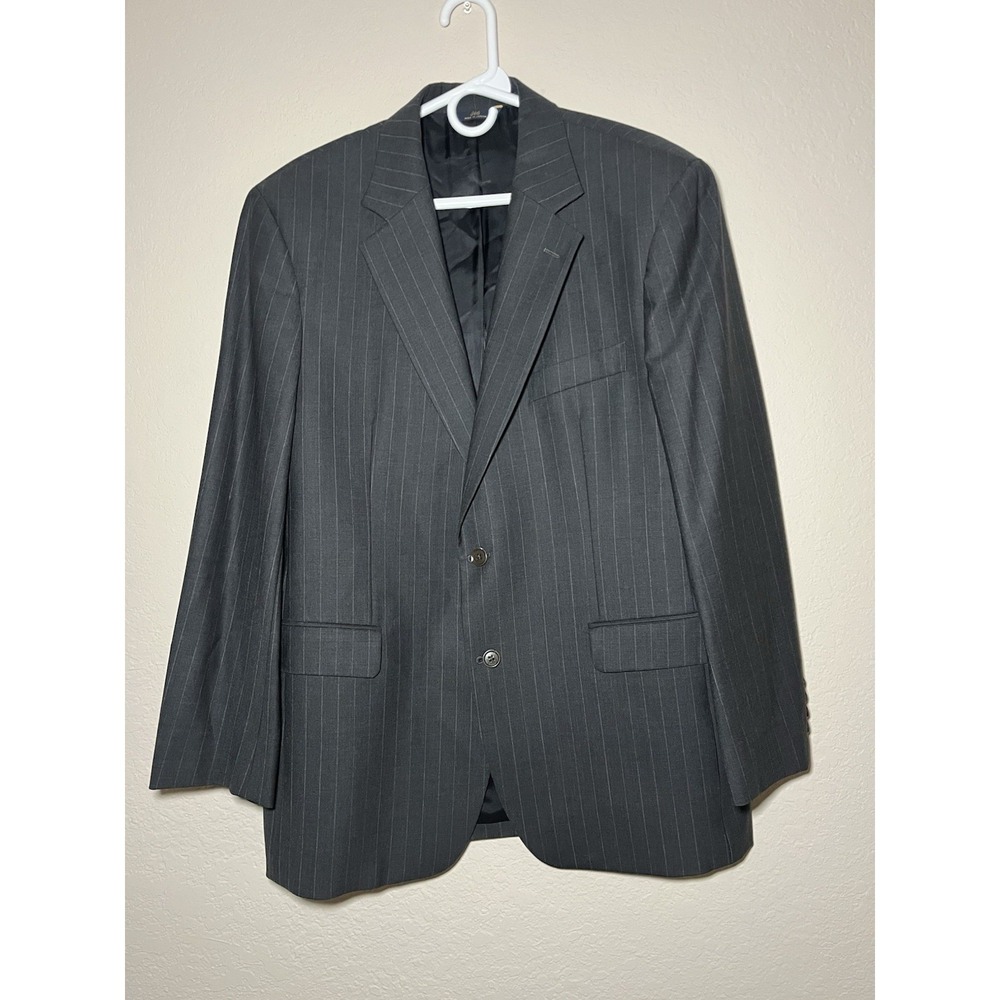 Brooks Brothers Blazer 346 Pinstripe Wool 42 RG Grey Black Mens Sport Coat